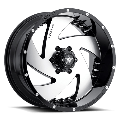 Luxxx HD Offroad LHD-6 Gloss Black Machined With Chrome Spike Rivets