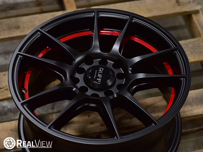 Ruff 364 15x7 Satin Black Red Ring Wheels Rims 