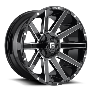 Fuel Offroad Contra D615 Gloss Black W/ Milled Spokes 20x9 +1
