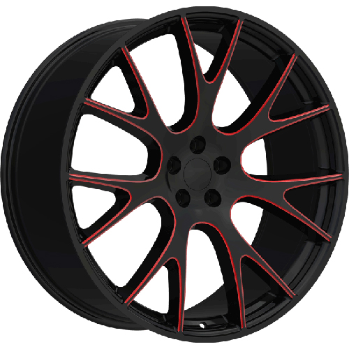 Replica Wheels REP218 Gloss Black W/ Red Milled Accents Photo